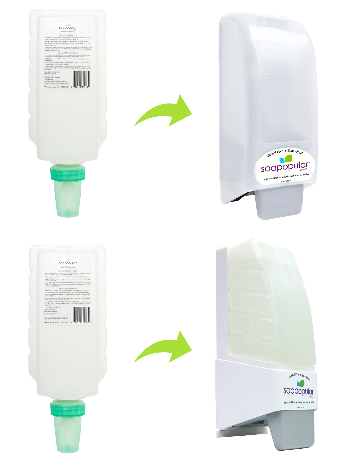 Soapopular® Alcohol-free Covered Manual Dispenser + Refill Package