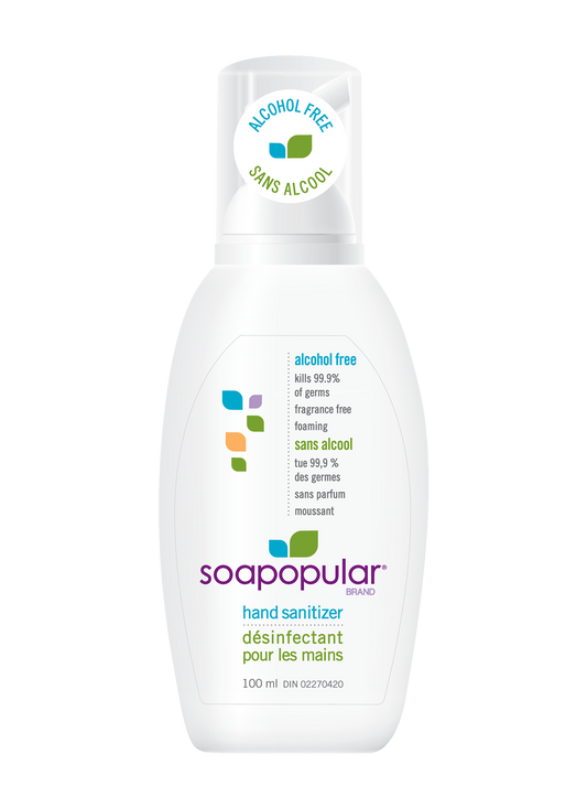 Soapopular alcohol free 100mL bottle applies a rich foaming formula that is gentle on the skin..