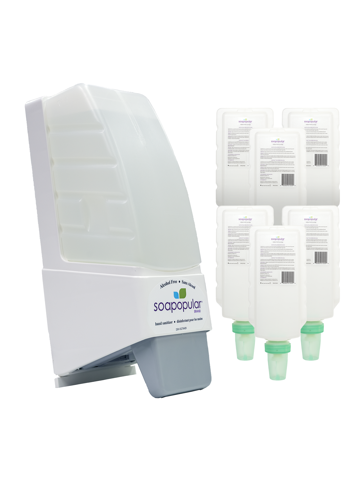 Soapopular® Alcohol-free No Cover Manual Dispenser + Refill Package