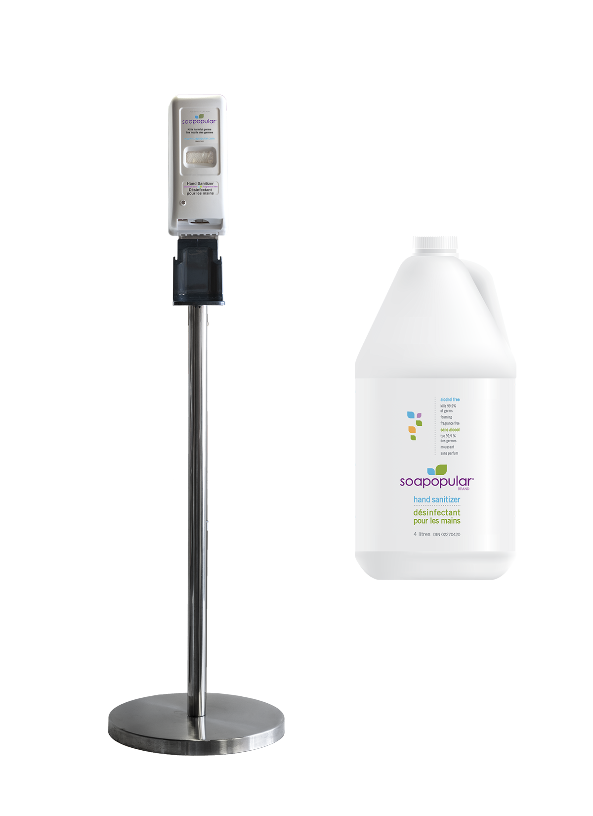 Soapopular® Alcohol-Free Automatic Dispenser + Stainless Steel Stand