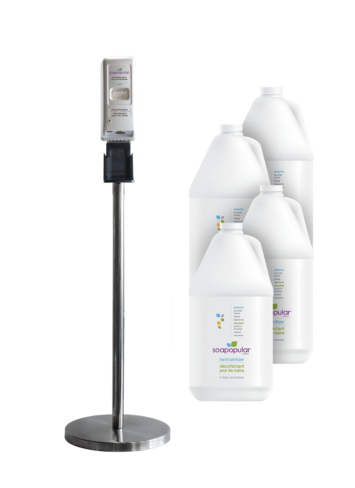 Soapopular® Alcohol-Free Automatic Dispenser + Stainless Steel Stand