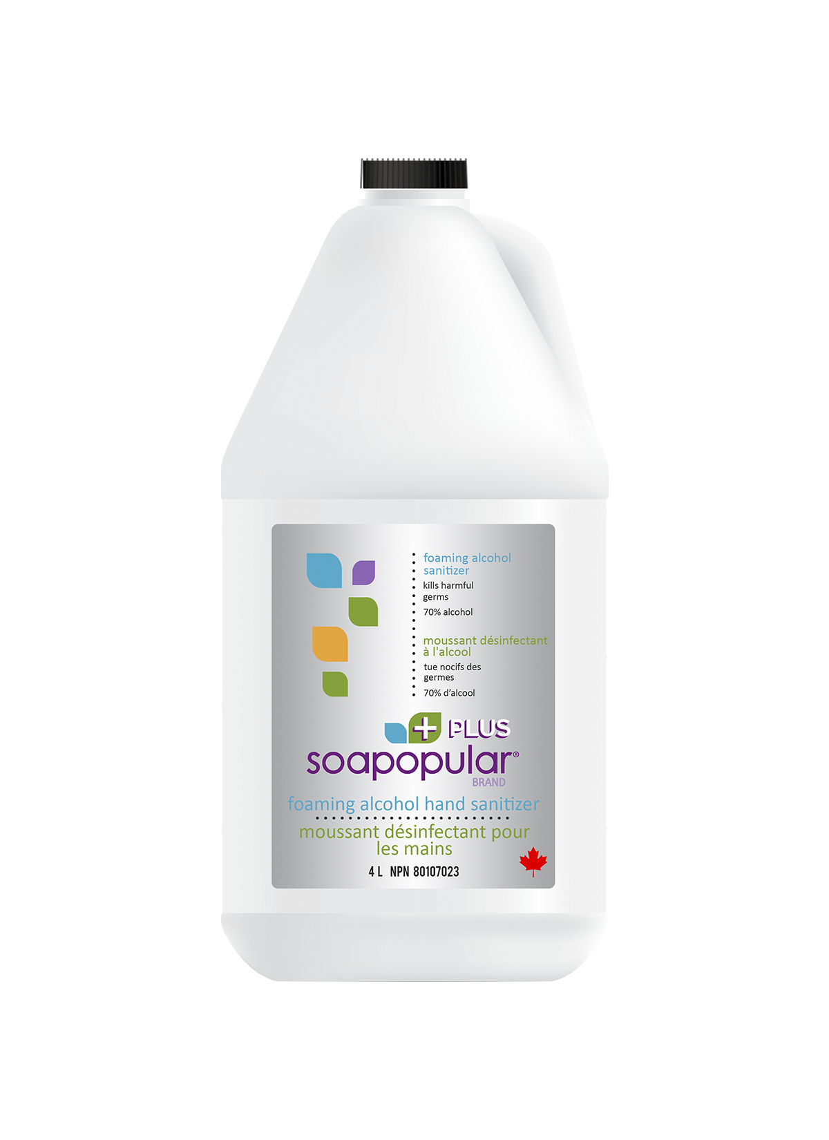 Soapopular 70% alcohol foaming hand sanitizer bulk-fill jug can be used to refill empty automatic and manual dispensers.