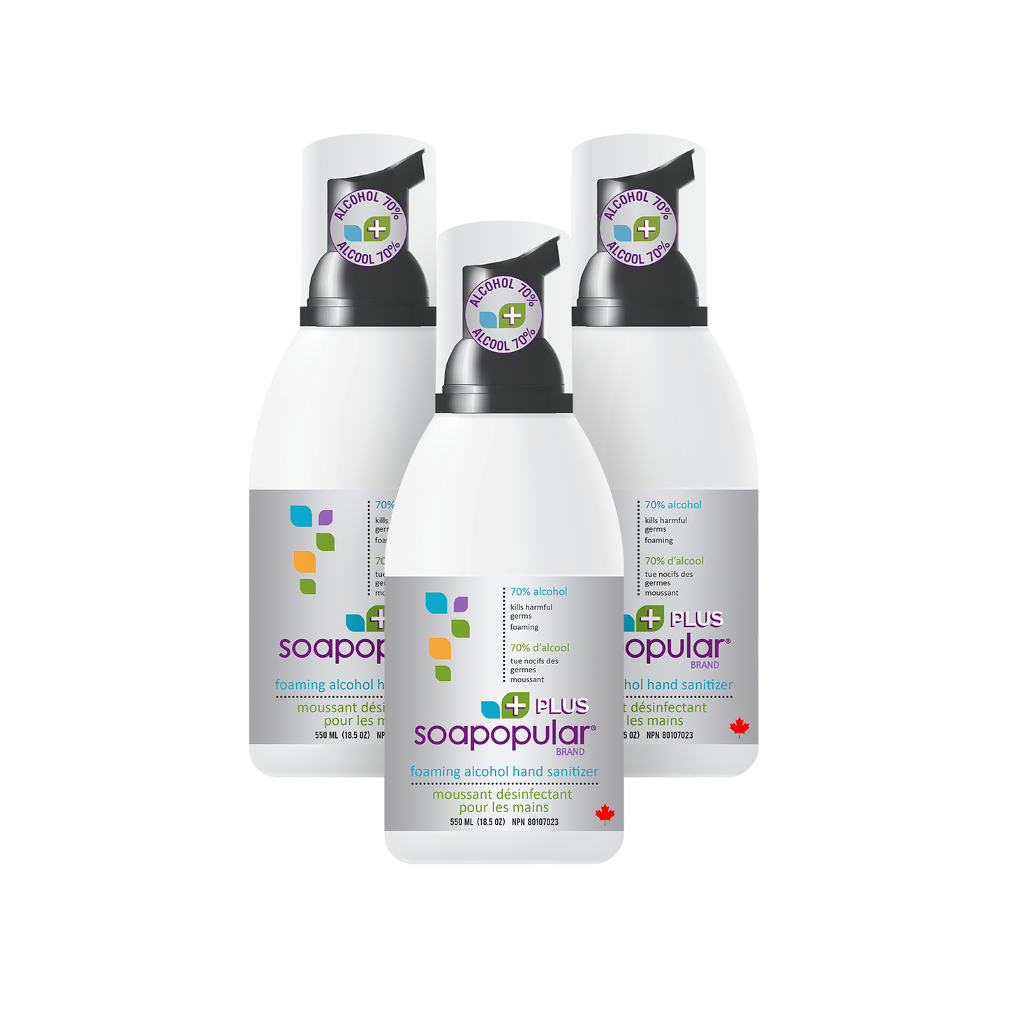 Soapopular Plus® 70% Alcohol Foam Hand Sanitizer - 550mL (18.5o.z)