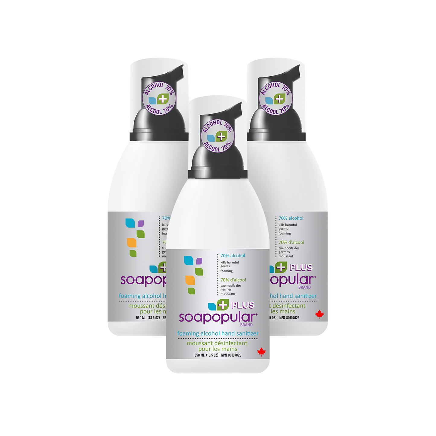 Soapopular Plus® 70% Alcohol Foam Hand Sanitizer - 550mL (18.5o.z)