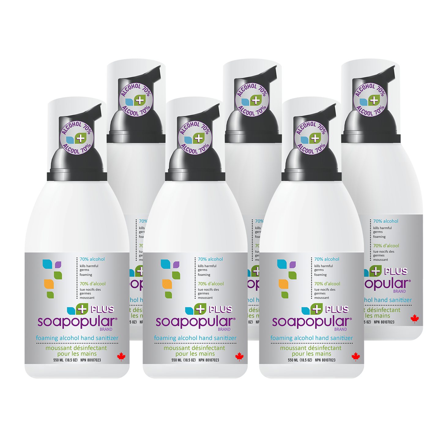 Soapopular Plus® 70% Alcohol Foam Hand Sanitizer - 550mL (18.5o.z)