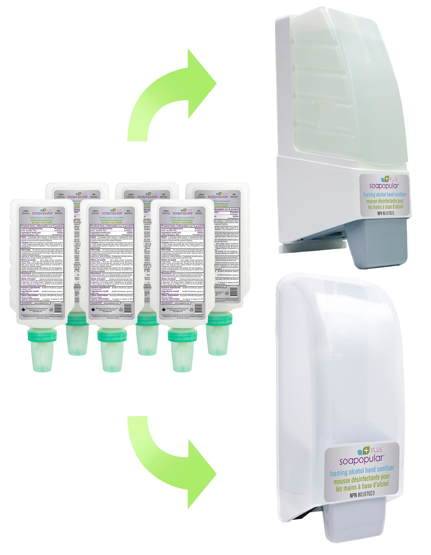 Soapopular Plus® 70% Alcohol Foam Hand Sanitizer No Cover Manual DIspenser - 1000mL (33.8o.z)