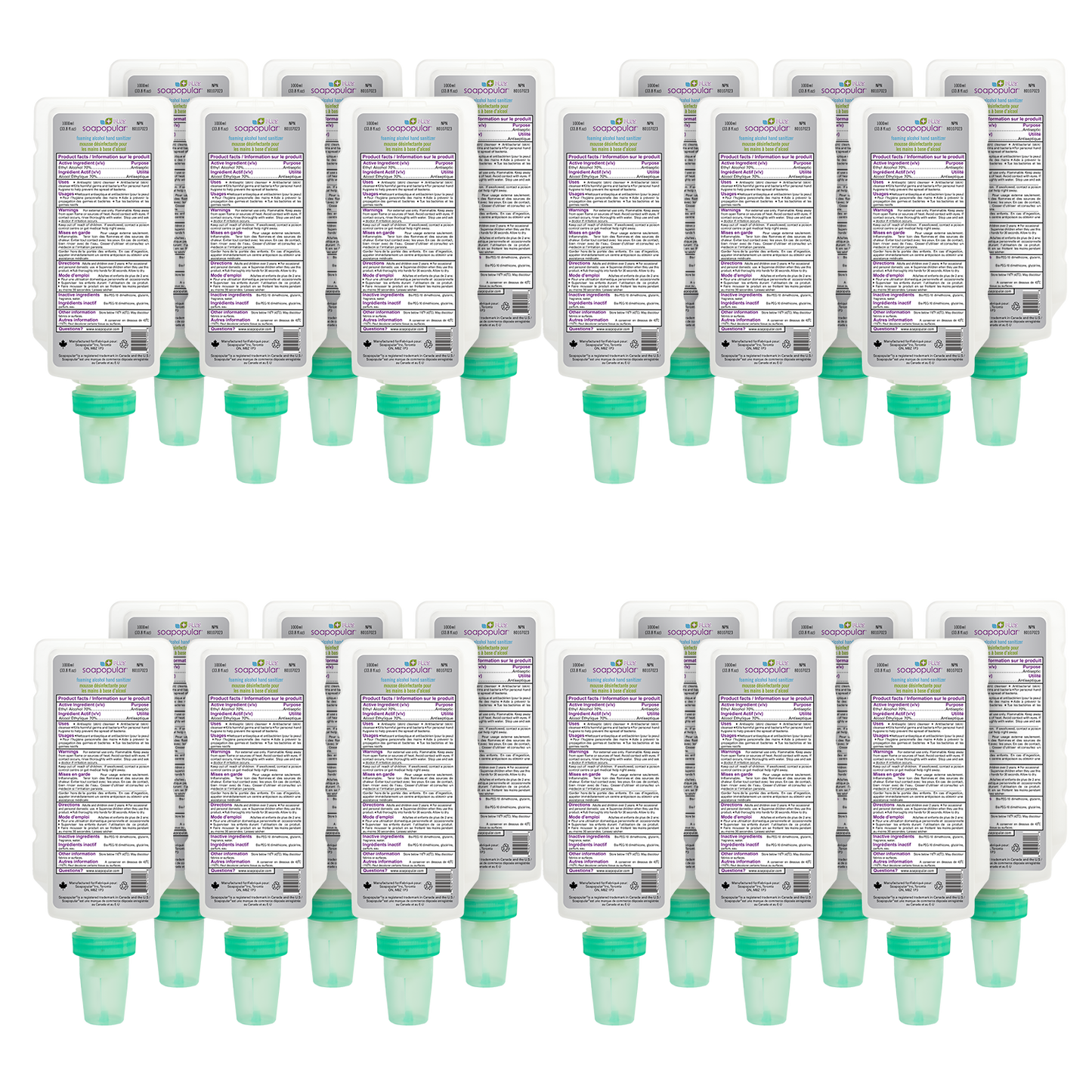 Soapopular Plus® 70% Alcohol Foam Hand Sanitizer Cartridge Refill 1000mL (33.8o.z)