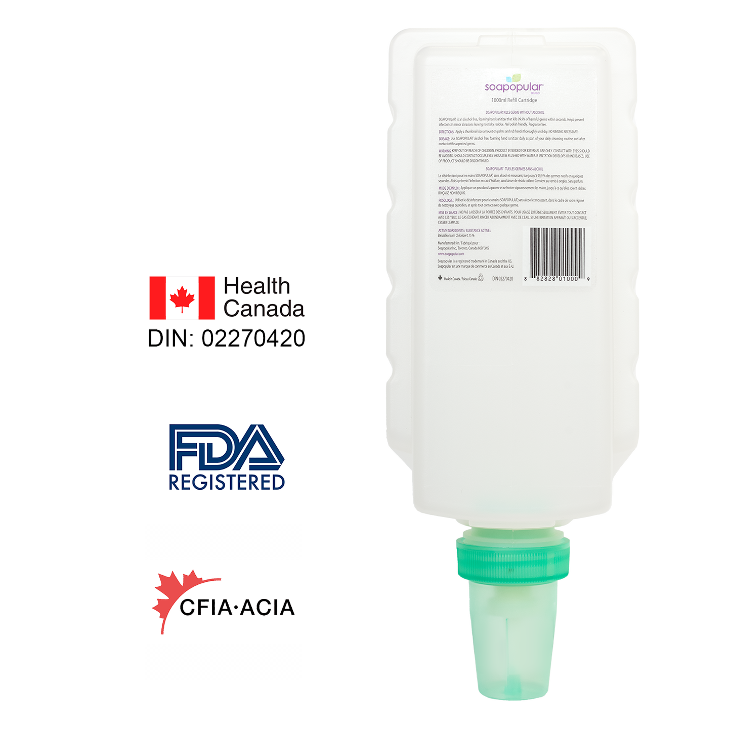 Soapopular® Alcohol-Free Foaming Cartridge Refill - 1000mL (33.8o.z)