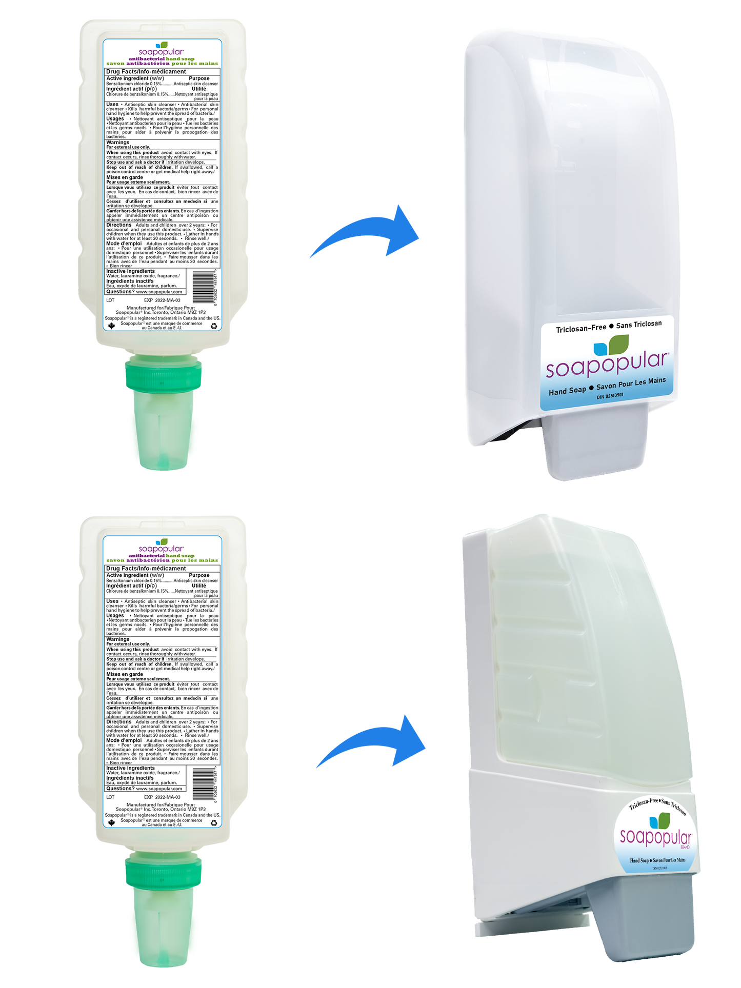 Soapopular® Triclosan-Free Antibacterial Foaming Hand Soap Cartridge Refill 1000mL (33.8o.z)