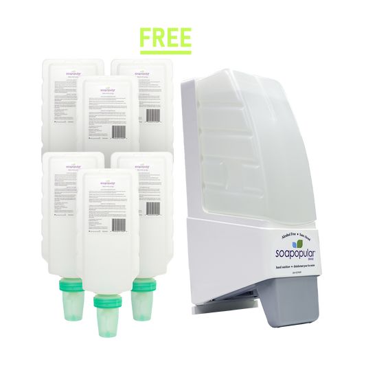 PROMOTION* Soapopular DIN Alcohol Free Foam Hand Sanitizer - 1 L Cartridge Refill (6PK)  &  Receive 1 FREE  Wall Dispenser - No Cover