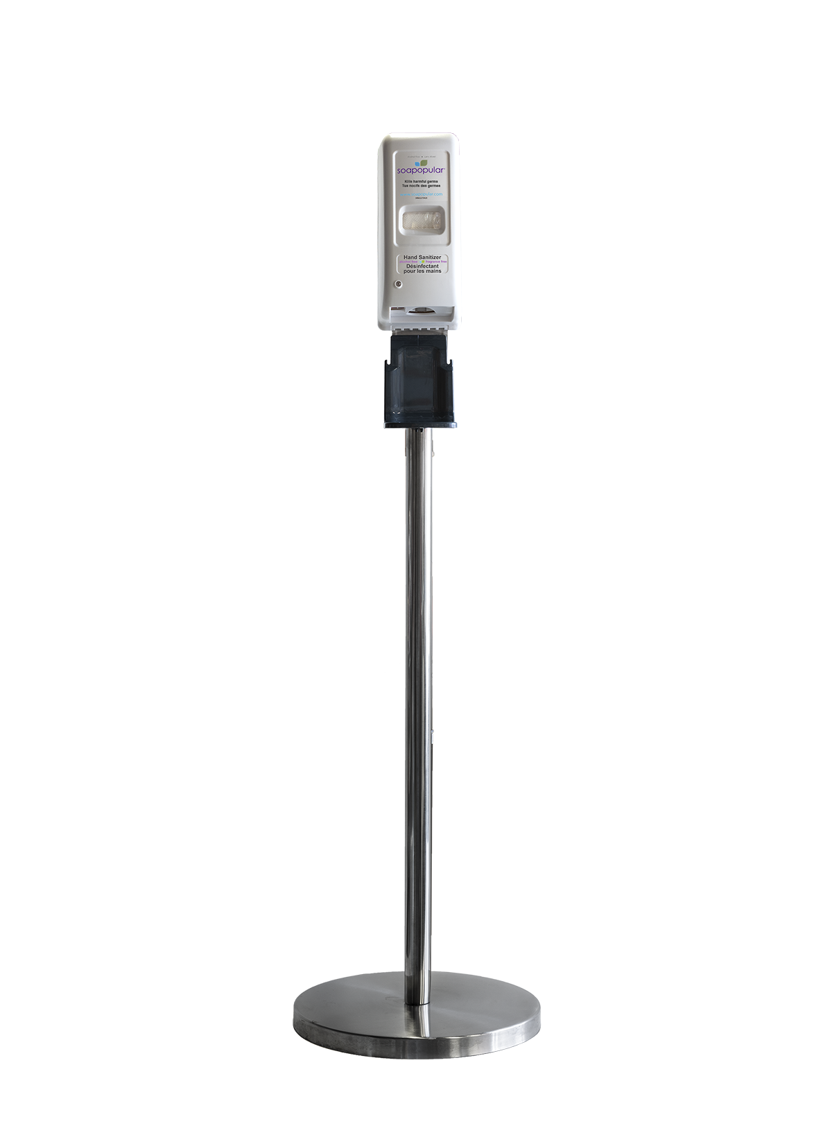 Soapopular alcohol free touchless dispenser and stand system.