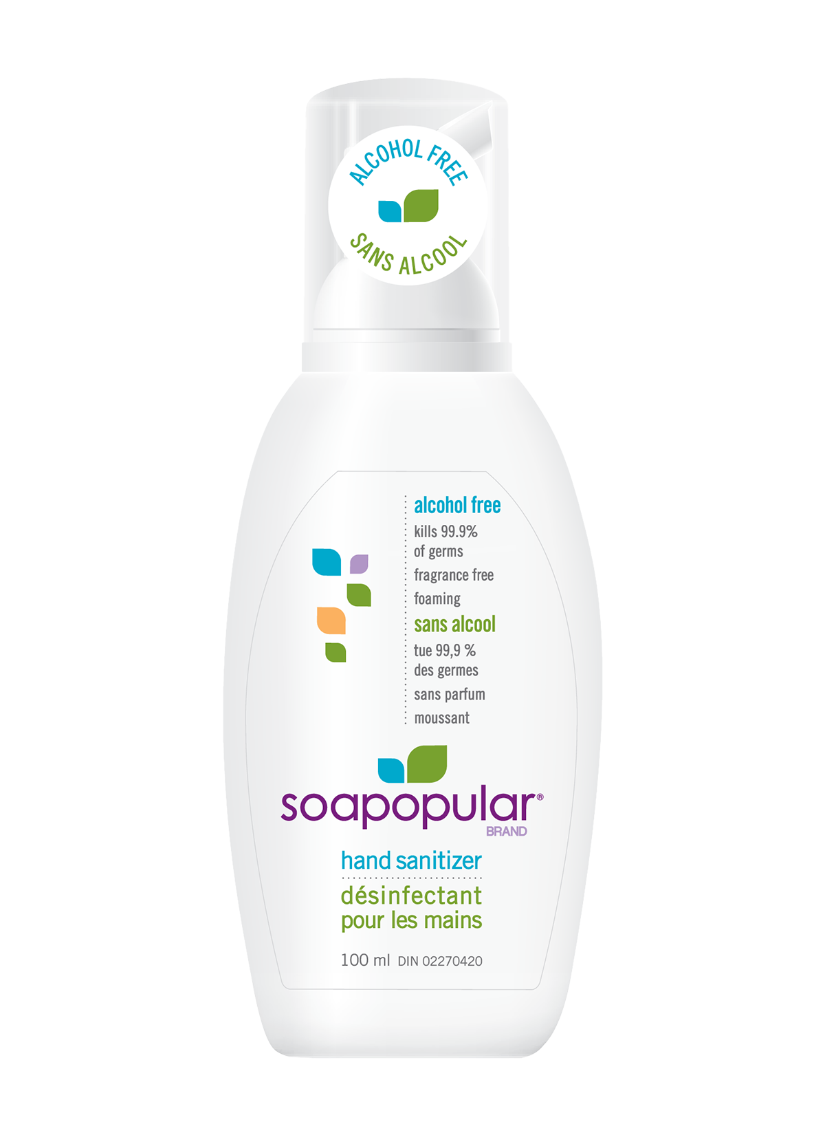 Soapopular alcohol free 100mL bottle applies a rich foaming formula that is gentle on the skin..