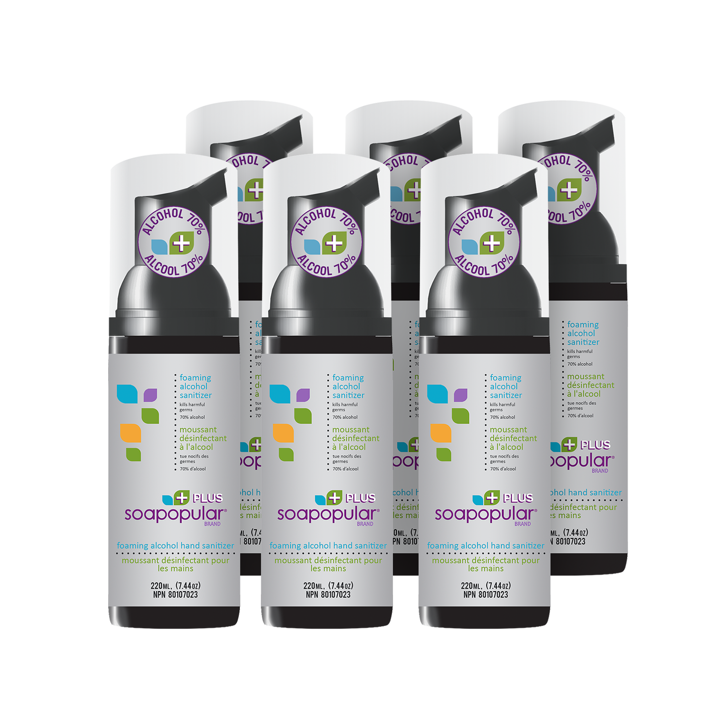 Soapopular Plus® 70% Alcohol Foam Hand Sanitizer - 220mL (7.44o.z)