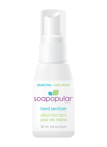 Soapopular alcohol free hand sanitizer comes in a 30mL size.