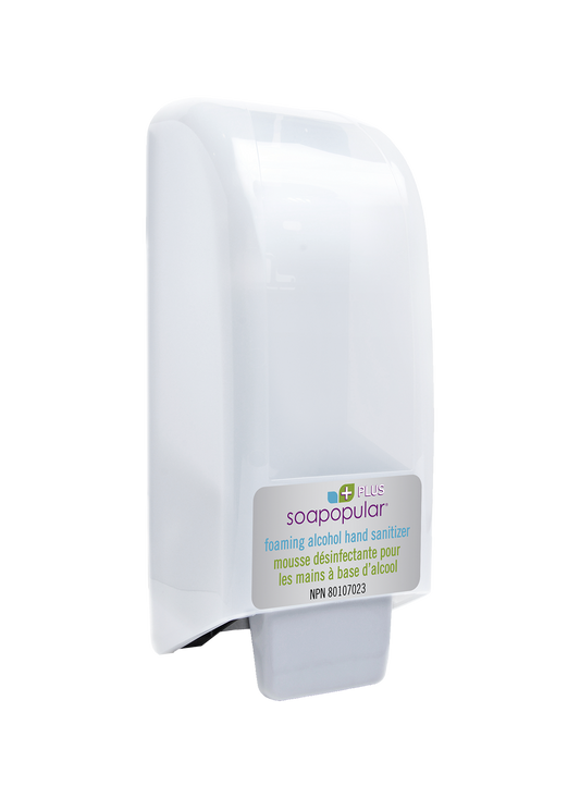 Soapopular 70% alcohol sanitizer manual dispenser comes with a cover that protects the sanitizer from pilferage risk.