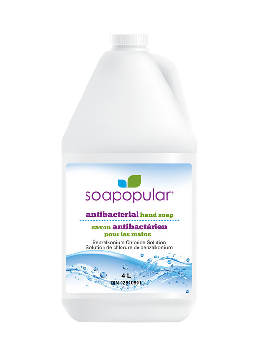 Soapopular triclosan free hand soap foaming formula is a 4L bulk-fill bottle.