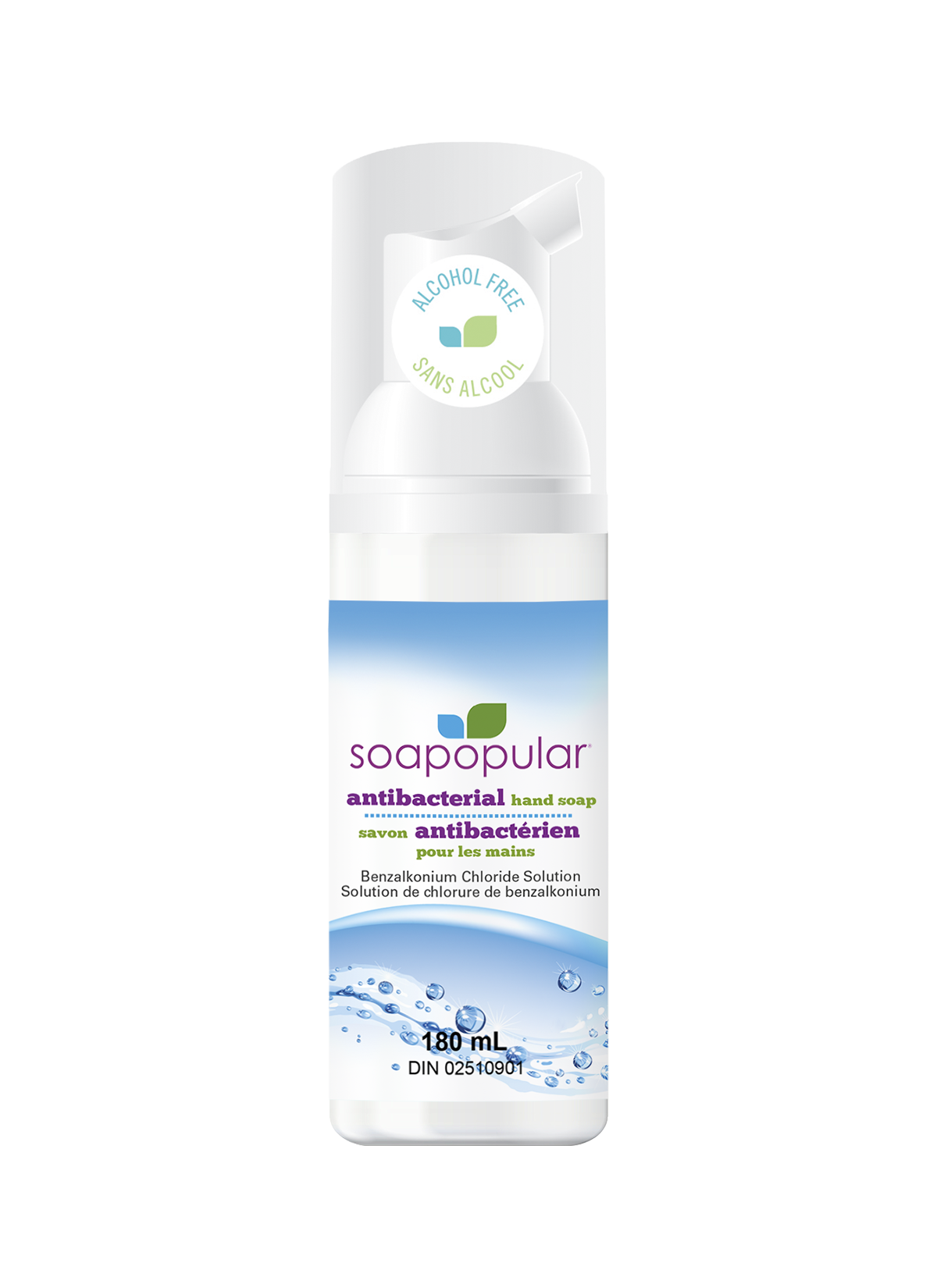 Soapopular triclosan free hand soap applies a foaming formula with antibacterial properties.