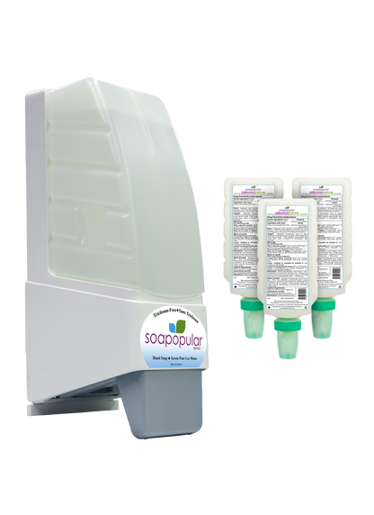 Soapopular® Triclosan-Free No-Cover Manual Dispenser + Refill Package